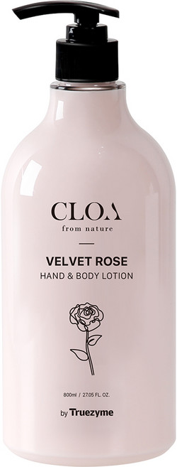 클로아 벨벳 로즈 핸드 & 바디 로션 트루자임, 800ml, 1개