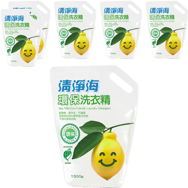 清淨海 環保洗衣精 補充包, 1.5kg, 6包