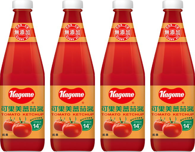 KAGOME 可果美 蕃茄醬 玻璃罐, 340g, 4瓶