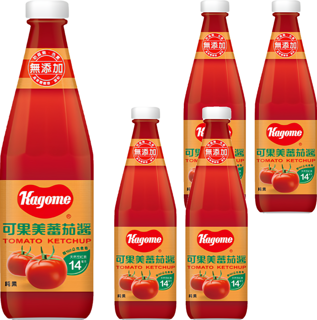 KAGOME 可果美 蕃茄醬 玻璃罐, 340g, 5瓶