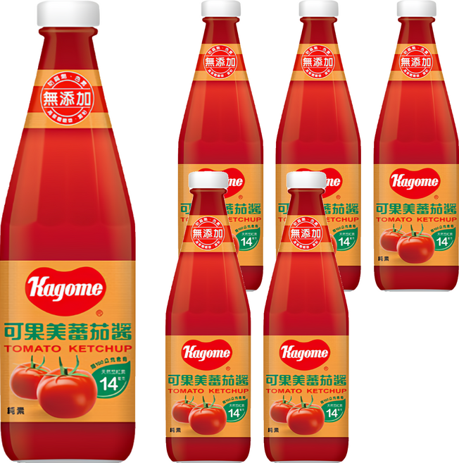 KAGOME 可果美 蕃茄醬 玻璃罐, 340g, 6瓶