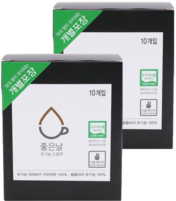 좋은날 유기농 드립백 커피, 9g, 10개입, 2개
