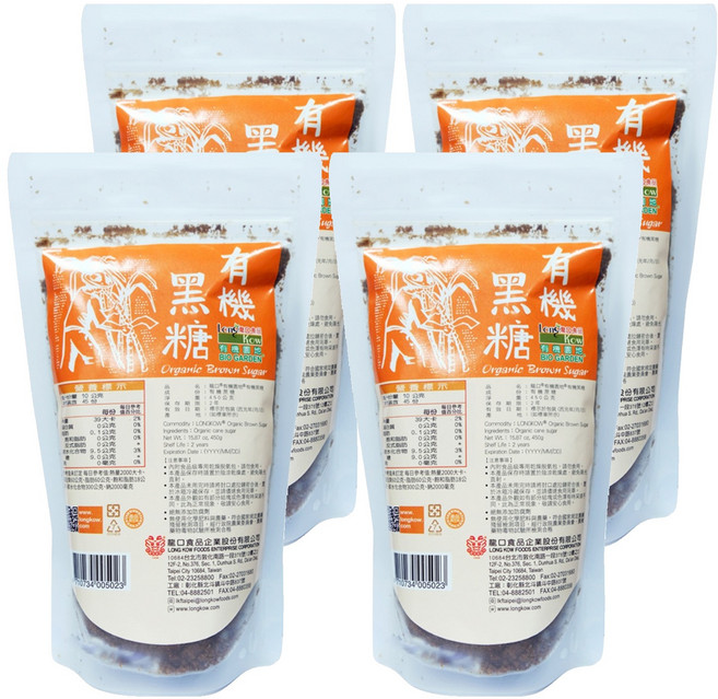 龍口 有機黑糖, 450g, 4包