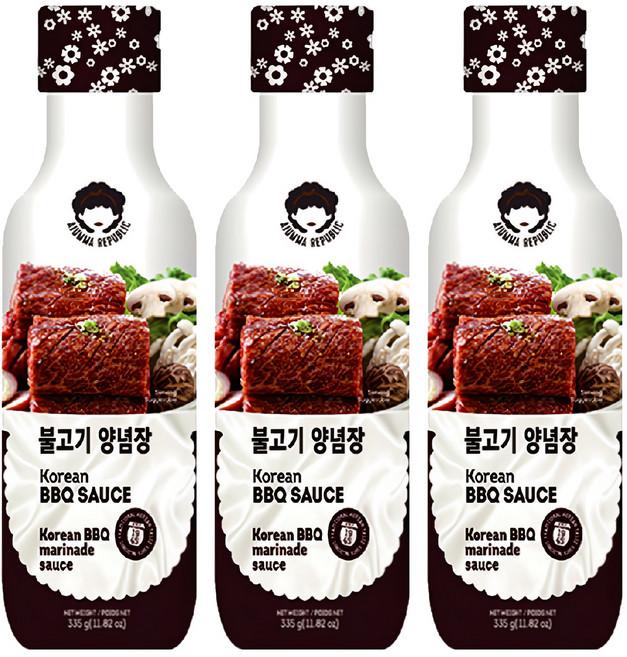 AJUMMA REPUBLIC 阿珠嬤 韓式醃烤肉醬, 335g, 3瓶