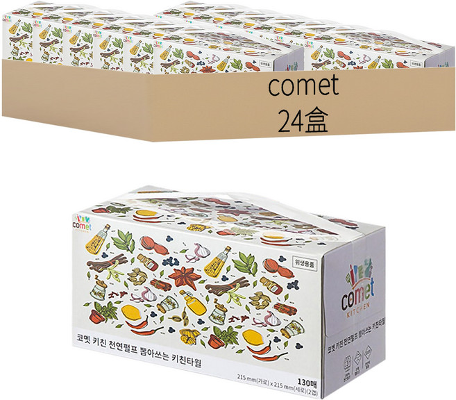 comet Kitchen 雙層抽取式廚房紙巾, 1入, 24盒