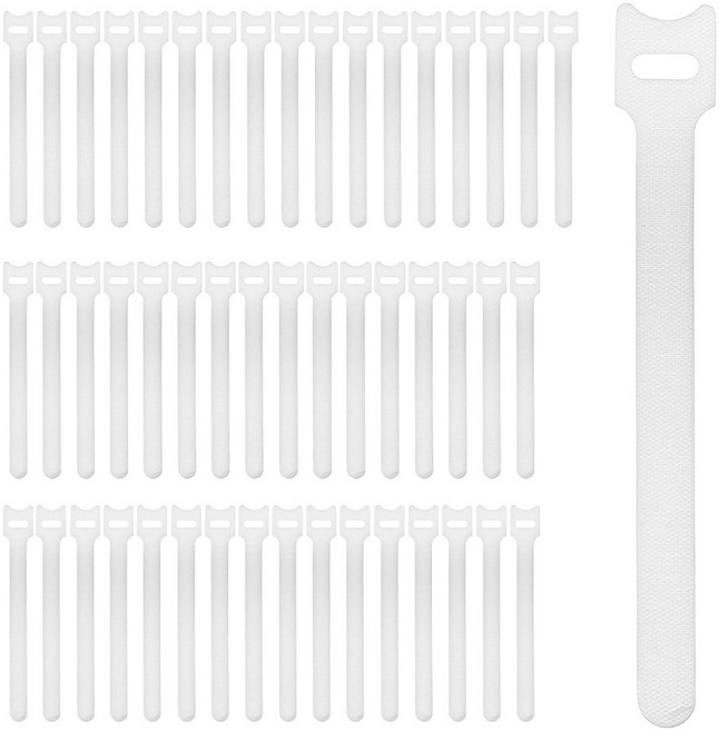 코멧 홈 찍찍이 케이블타이 고리형, 화이트, 50개