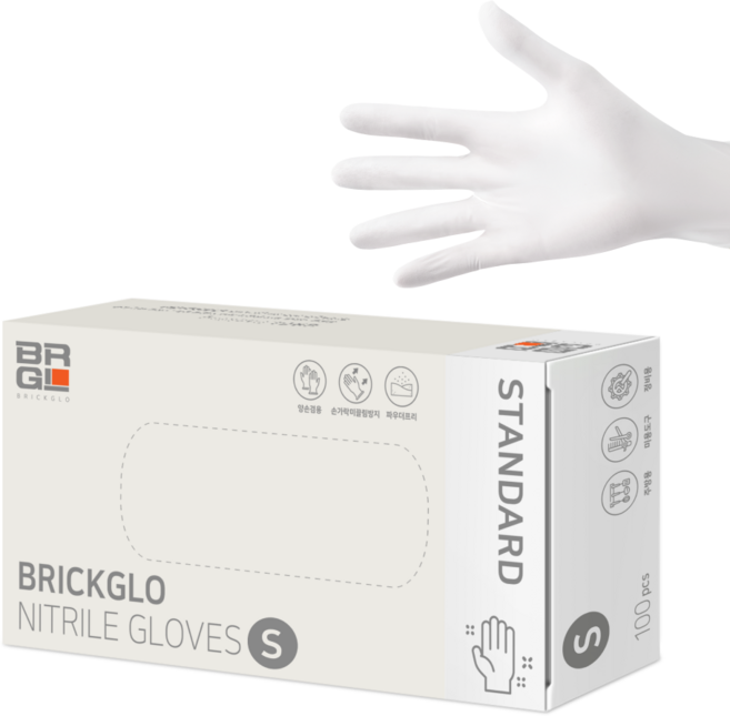 브릭글로 스탠다드 니트릴 장갑 100p, 화이트, S, 1개