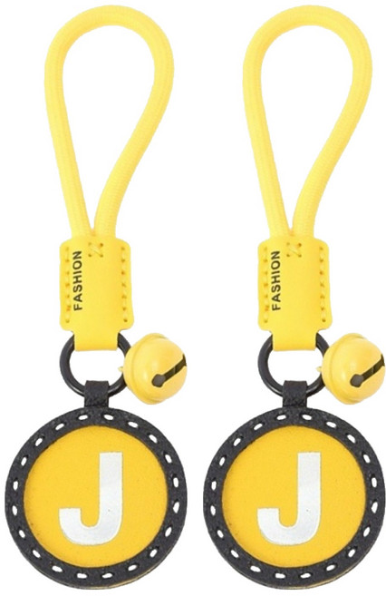 가죽 펜던트 레이저 알파벳 벨 키링, J, 2개