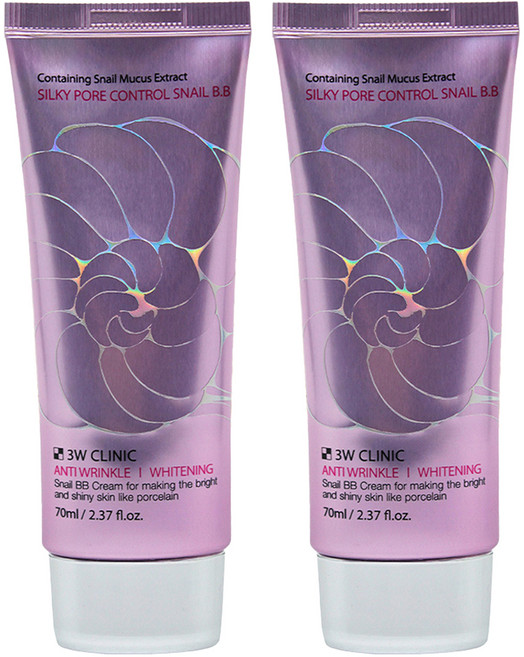 3W CLINIC 絲滑毛孔隱形蝸牛BB霜, 單色, 2條, 70ml