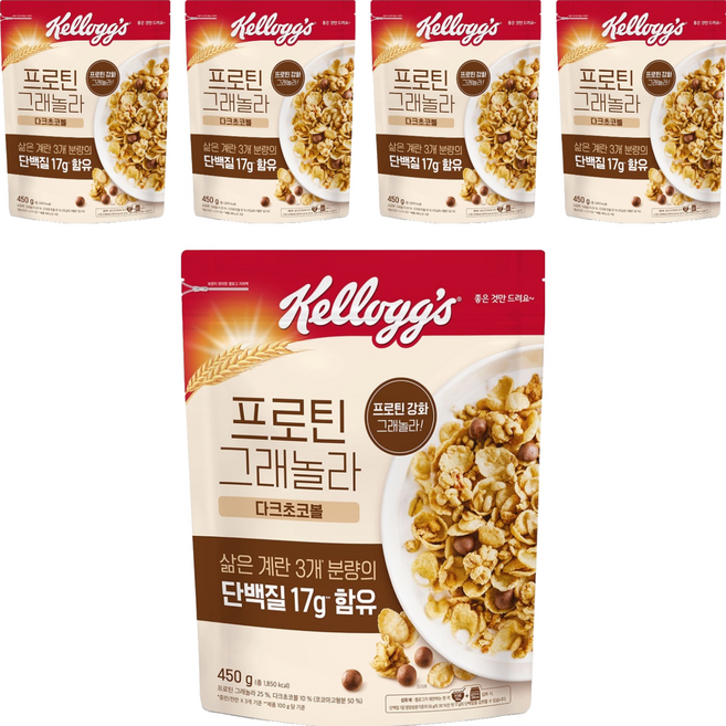Kellogg's 家樂氏 蛋白質格蘭諾拉 黑巧克力球麥片, 450g, 5個