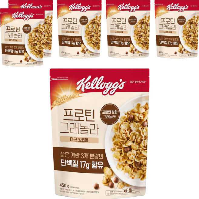 Kellogg's 家樂氏 蛋白質格蘭諾拉麥片 黑巧克力球, 450g, 6個