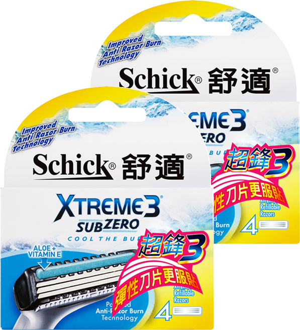 Schick 舒適牌 Xtreme3 超鋒3 彈性刀片 4入, 2盒