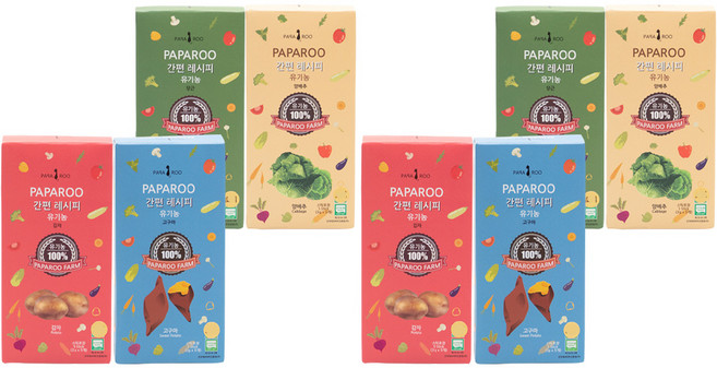 파파루 간편레시피 유기농 야채가루 분말이유식 고운입자 4종 세트, 감자, 고구마, 당근, 양배추, 2세트