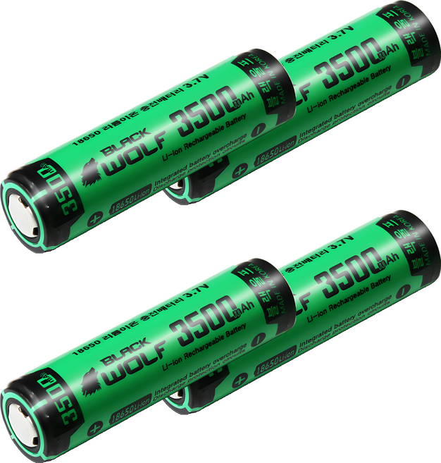 블랙울프 18650 B3 LG셀 충전 배터리 3500mAh, 1개입, 4개