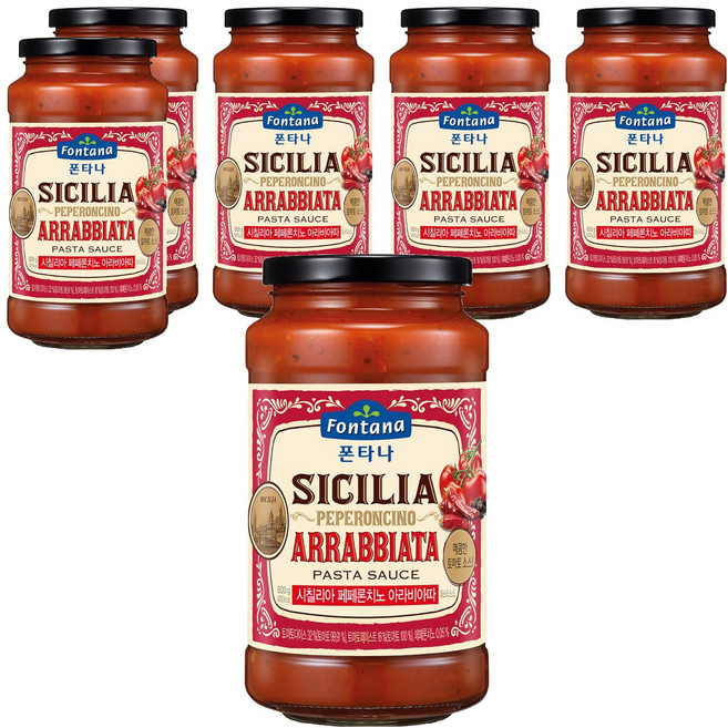 폰타나 시칠리아 페페론치노 아라비아따 파스타 토마토소스, 600g, 6개