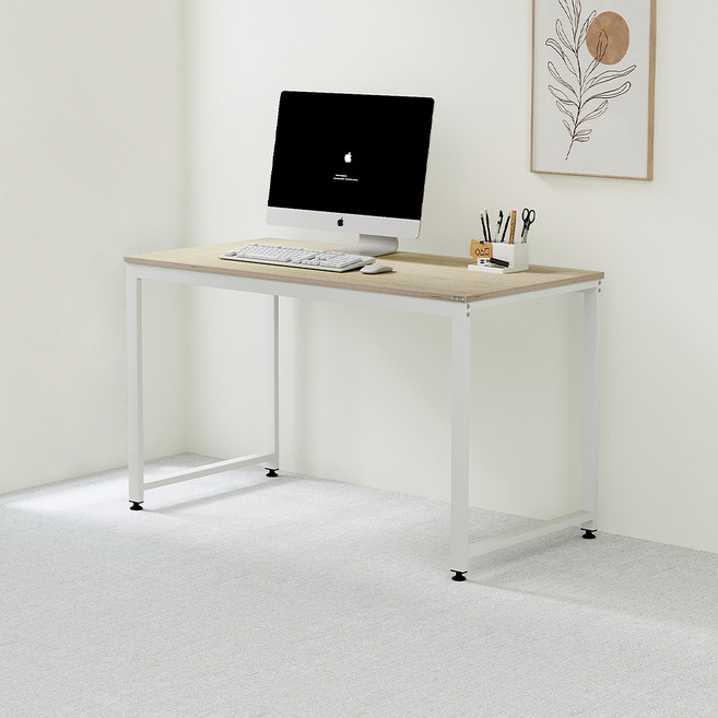 소프시스 알파 스퀘어 테이블 1260, 화이트 프레임 + 오크 상판