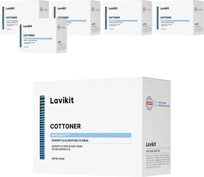 라비킷 코트너 시트 섬유유연제 비누향 본품, 40개입, 6개
