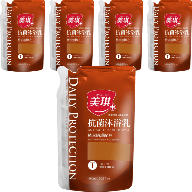 美琪 抗菌沐浴乳補充包 茶樹, 600ml, 5包
