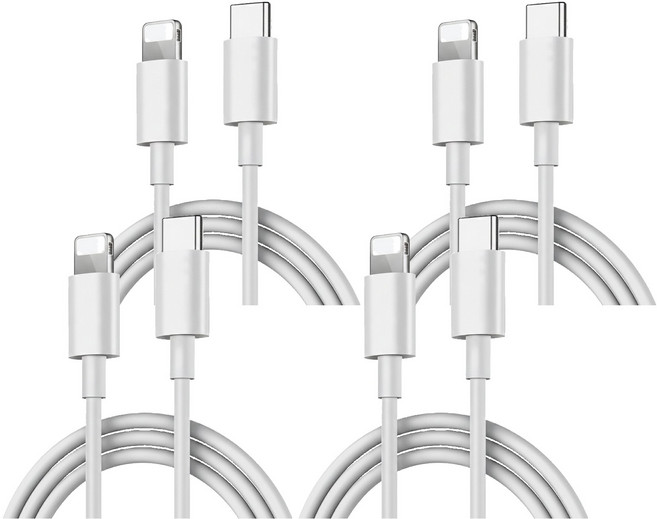HONG JIN 宏晉 蘋果PD快充線, 1m, 白色, 4條