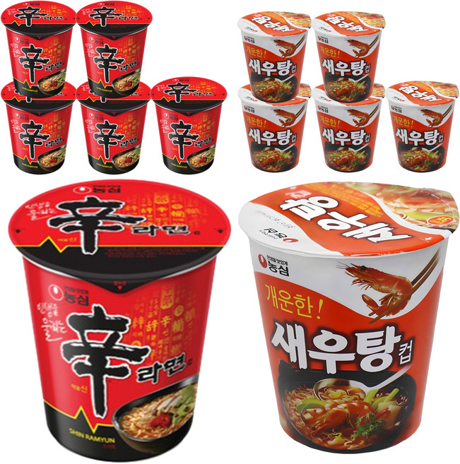 농심 새우탕컵 67g 6p + 신라면컵 65g 6p, 12개