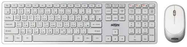 INTOPIC 廣鼎 2.4G Hz 無線剪刀腳鍵盤滑鼠組 超薄巧克力鍵帽 注音/倉頡/英文標準配備, KCW-951, 白色, 一般型, 1個