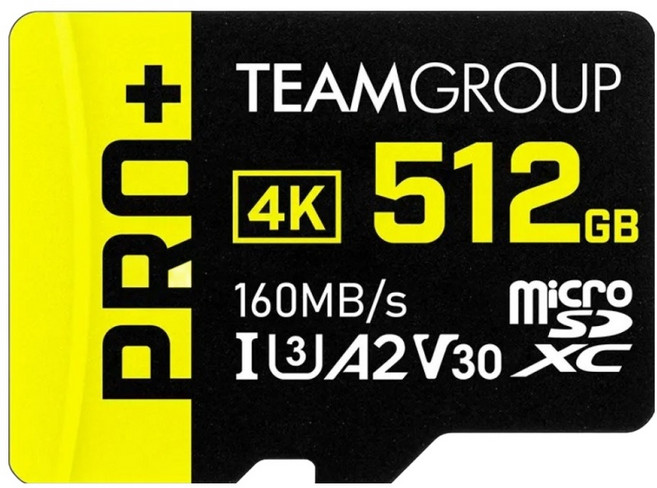 TEAMGROUP 十銓 PRO+ MICRO SDXC 512GB UHS-I U3 A2 V30 快閃記憶卡 附轉卡 支援4K Ultra-HD高畫質錄影, 1個