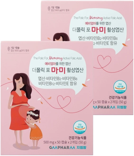 지엠팜 더폴릭 포 마미 활성엽산 25g, 50정, 4개 - 쿠팡