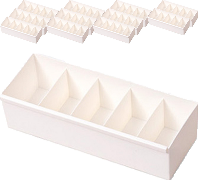 이즈리빙 칸칸칸 연결형 서랍정리 칸막이 속옷정리함 5칸, 아이보리, 12개