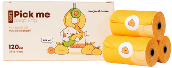 정글몬스터 픽미 배변봉투, 혼합색상, 8개입, 1개