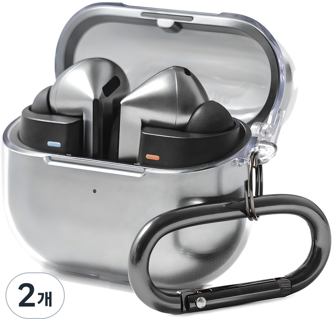 누아트 변색없이 투명한 갤럭시 일체형 하드 케이스, 버즈3/버즈3프로/버즈3FE, 투명, 2개