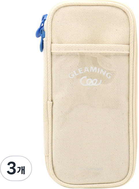 비팬시 글리밍 포켓 대용량 펜케이스, 아이보리, 3개