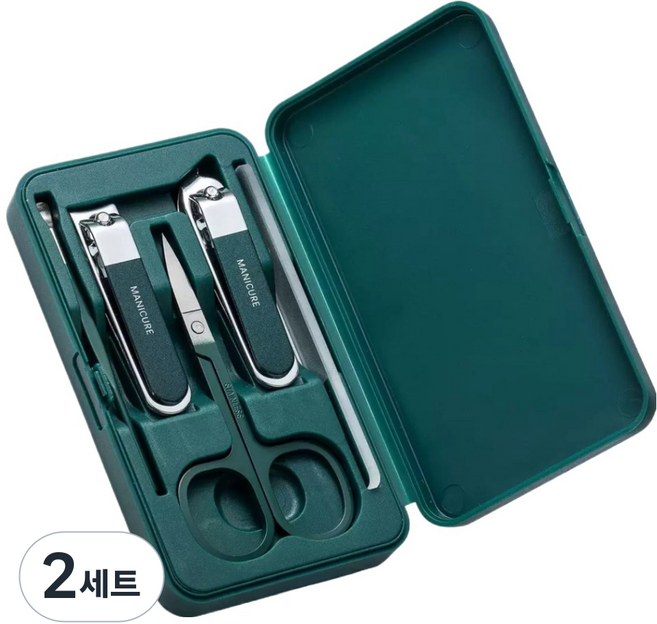 온온 비비드 휴대용 손톱깎이 5종 세트, 2세트, 딥그린