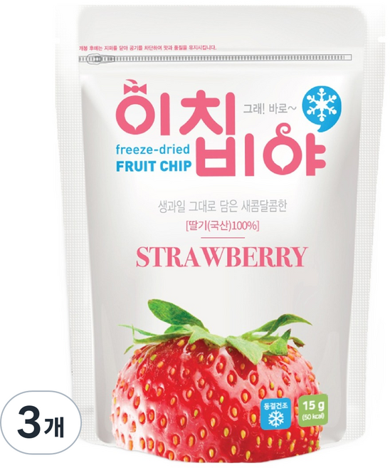 이치비야 동결건조 과일칩 딸기, 15g, 3개