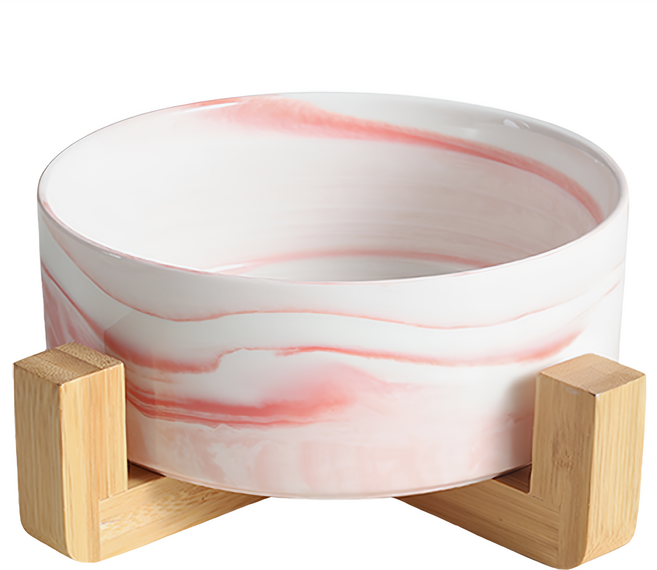 毛皇上 木架陶瓷碗 大 15.5cm, 1個, 大理石粉