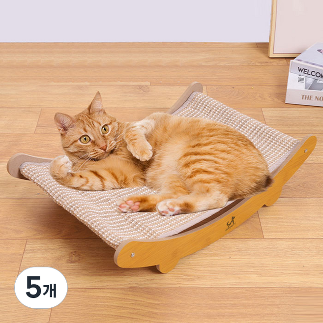 딩동펫 고양이 사이잘 스크래쳐 해먹 캣 침대, 브라운, 5개