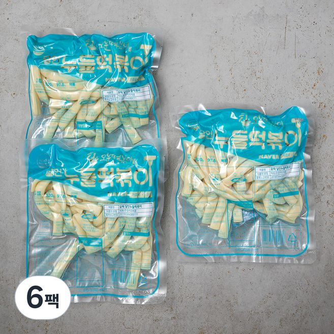 오분떡볶이 달인 납작 누들 떡볶이떡, 320g, 6팩