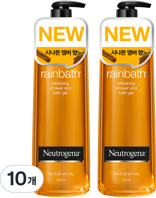 뉴트로지나 레인바스 바디워시 시나몬 엠버 향, 10개, 473ml