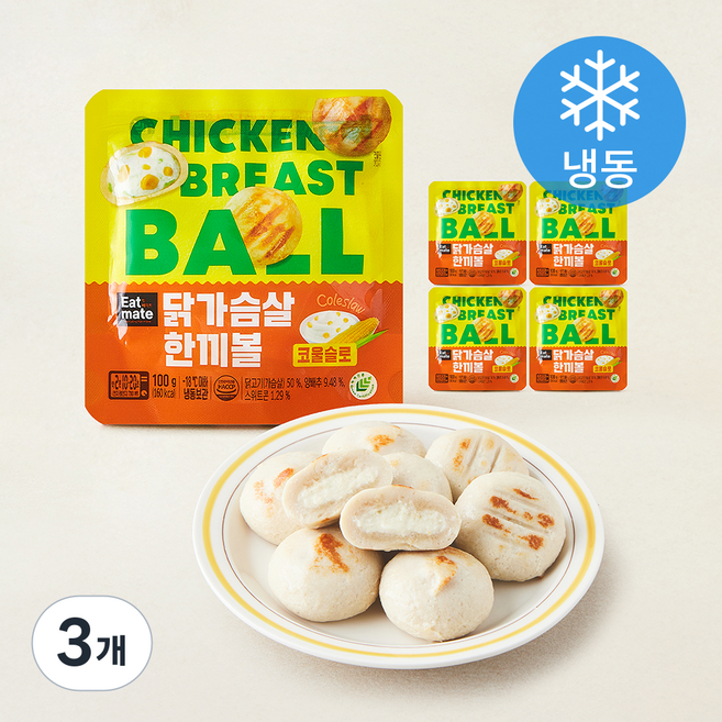 잇메이트 닭가슴살 한끼볼 코올슬로 (냉동), 100g, 3개, 5개입