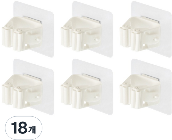 까사마루 다용도 청소도구 후크 홀더, 투명, 18개