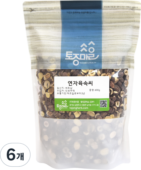 토종마을 연꽃씨속씨 연자육, 600g, 1개입, 6개