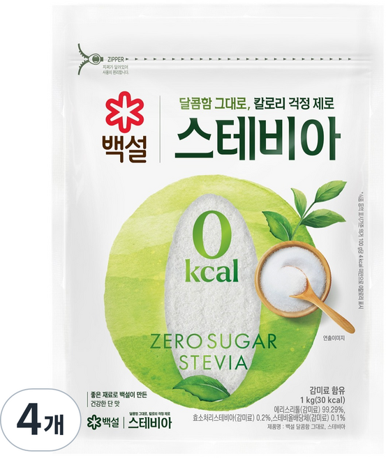 백설 달콤함 그대로 스테비아, 1kg, 4개