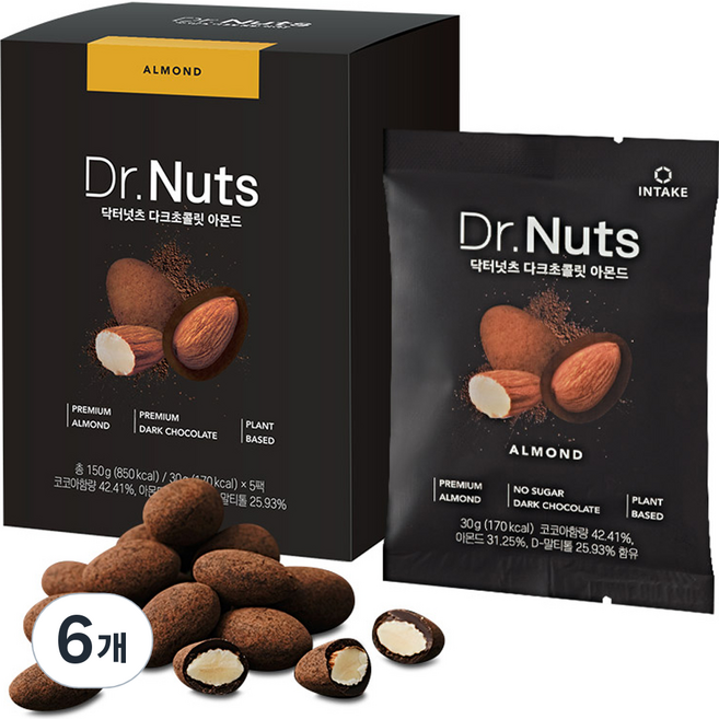 닥터넛츠 다크초콜릿 아몬드, 150g, 6개