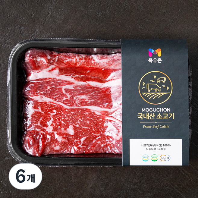 목우촌 국내산 소고기 윗등심 로스용 (냉장), 400g, 6개