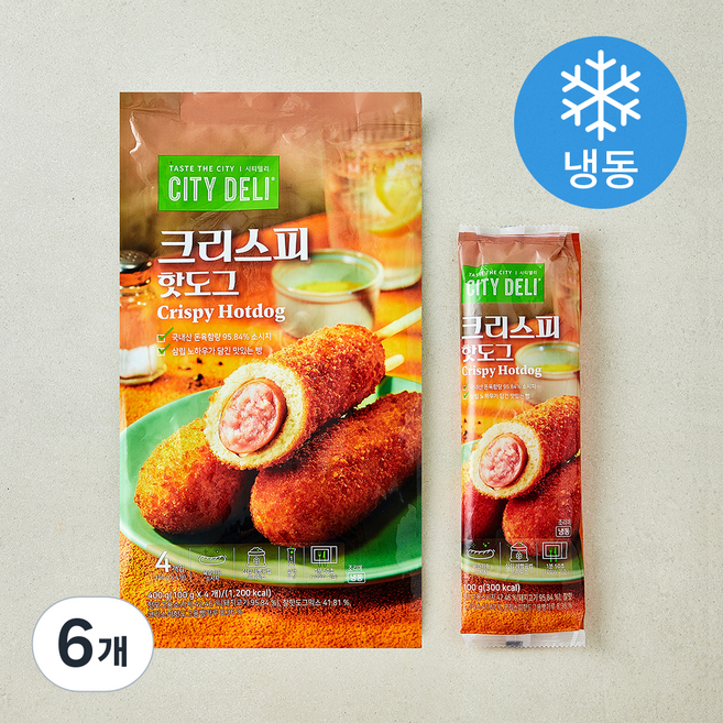 삼립 시티델리 크리스피 핫도그 (냉동), 100g, 6개, 4개입