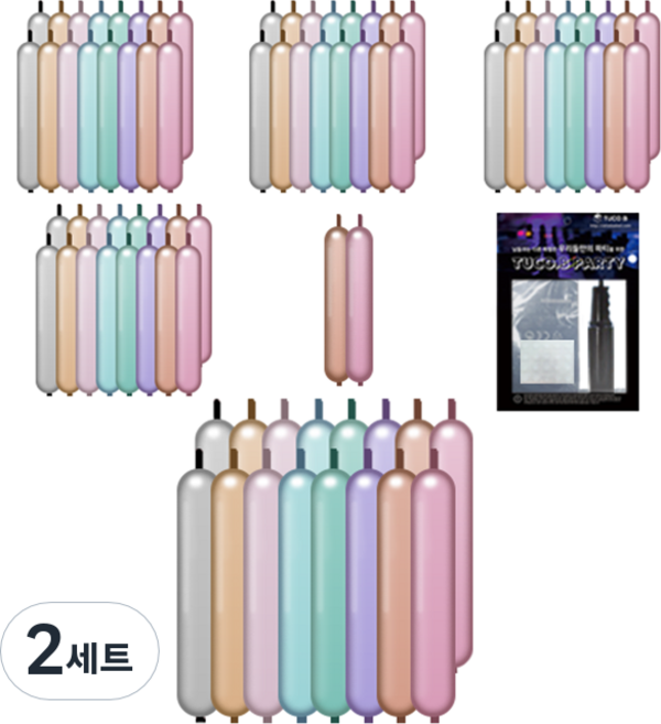 투코비 260 크롬그롬 요술풍선 50p + 손펌프 + 고정테이프 세트, 혼합색상, 2세트