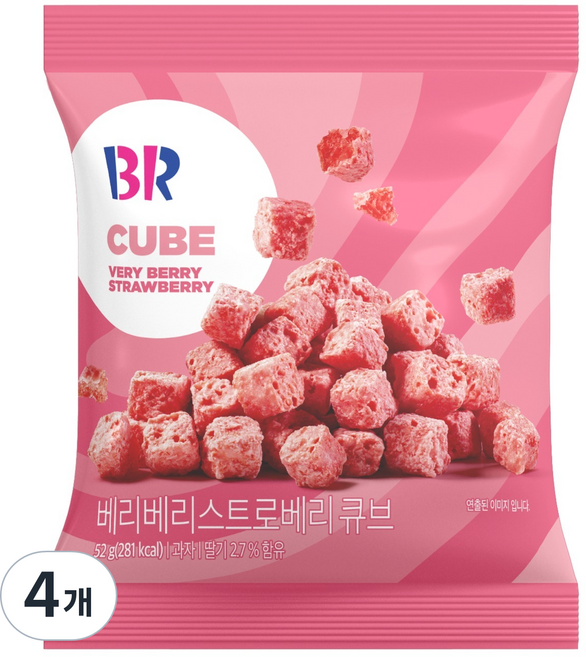 배스킨라빈스 베리베리 스트로베리 큐브, 52g, 4개