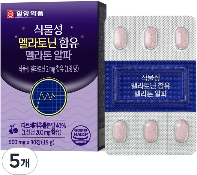 일양약품 식물성 멜라토닌 함유 멜라톤 알파 15g, 5개, 30정 - 쿠팡