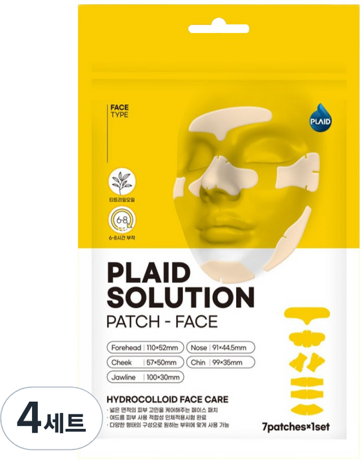 PLAID 臉部茶樹護理貼片 綜合型, 4組