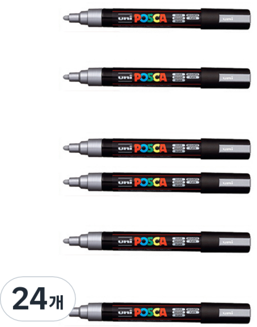 포스카 컬러마커 PC-5M SILVER, 24개, 1색