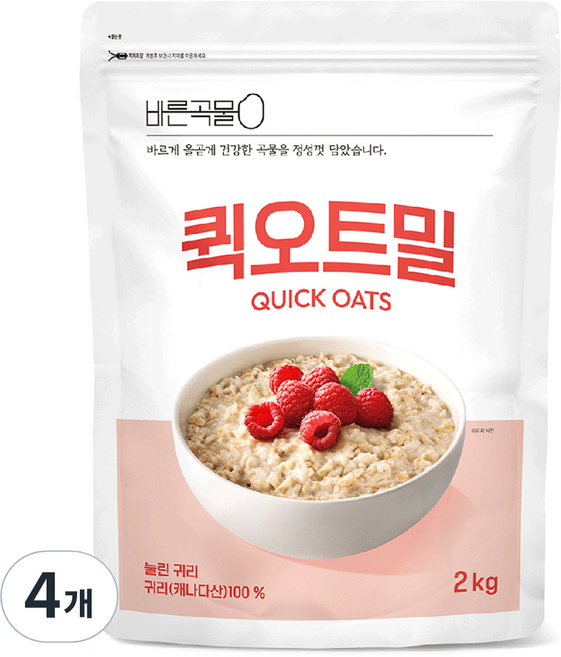 바른곡물 퀵 오트밀, 2kg, 4개